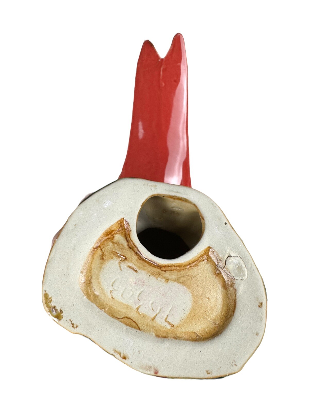 Vintage MCM Red Ceramic Pheasant Figurine Woodland Bird Statue Mid Century Mod