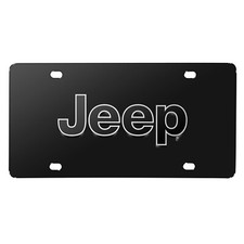 Jeep Black 3d Logo Black Stainless Steel License Plate Jeep Black 3d Logo Black Stainless Steel License Plate