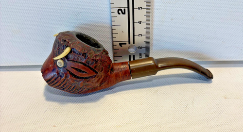 Pipa cabeza búfalo tallada en madera vintage - Imagen 4 de 4