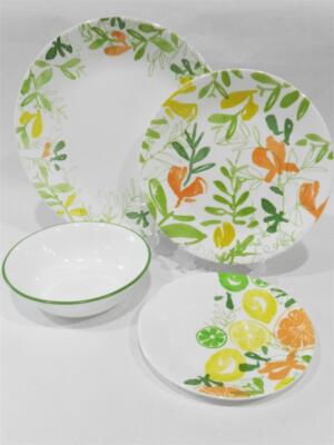 ❤️ 16-pc CORELLE Contemporary Fruit DINNERWARE SET Citrus Leaf