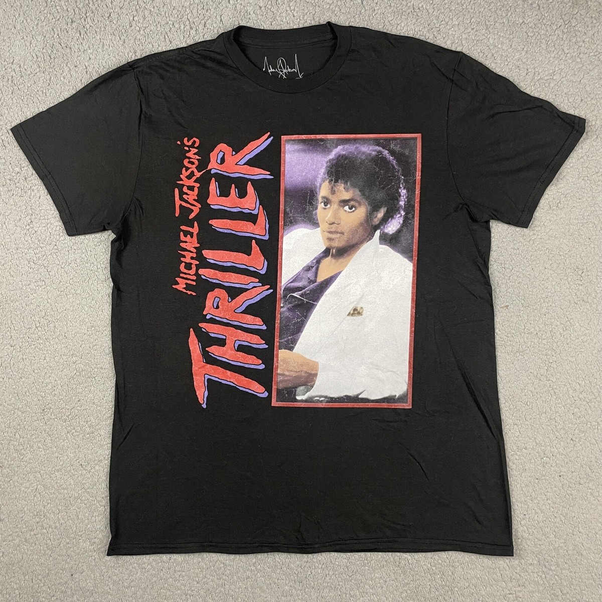 Michael Jackson Shirt Mens Medium Black Short Sleeve Thriller