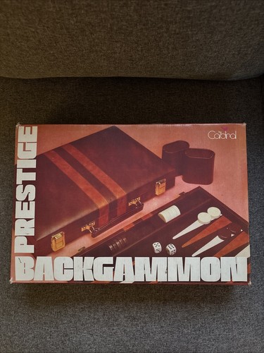 Vtg! Cardinal Prestige Backgammon Game Set Brown Case Complete NICE! - Picture 3 of 10