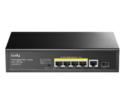 Cudy GS1005PTS1 5 Port 1GB POE 1XSFP 120W Unmanaged switch 100/1000 1×SFP 1×GbE