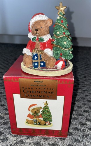 Vintage Christmas Marks and Spencer’s Teddy Ornament and Silver Candle Plate - Picture 2 of 5