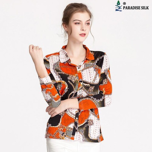 Women Silk Knit Long Sleeve Shirt Women's 100% Natural Silk Knitted Fashion ... - Picture 3 of 11