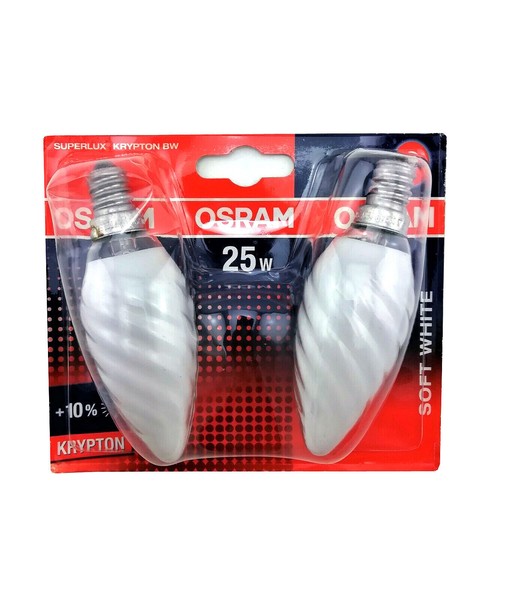 2 X Osram Superlux Krypton Kerze Softwhite Gedreht E14 25W Leuchtmittel-image