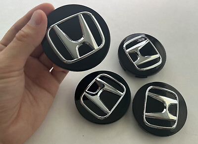 #ad Set of 4PCS Honda Wheel Center Caps Black Chrome Rim Logo Hubcaps 69mm 2.75quot; $18.95