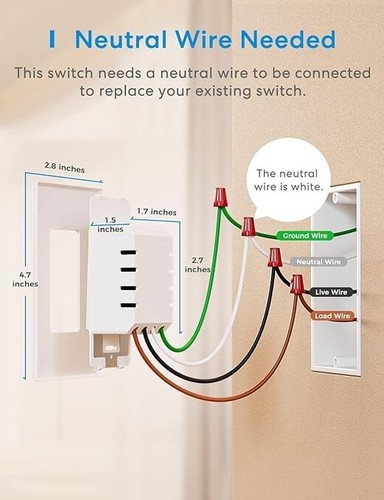 meross Smart Dimmer Switch Single Pole, Smart 2.4GHz WiFi Light Switch (2-Pack) - Picture 2 of 6