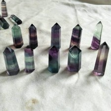 10 Pcs Tiny Natural Rainbow Fluorite Quartz Crystal Point Tower Polished Healing
