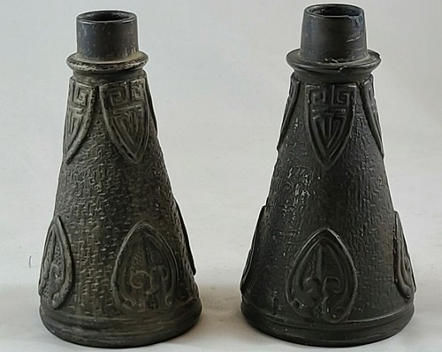 Vintage Brown Made In Japan Candle Holders - Imagen 5 de 6
