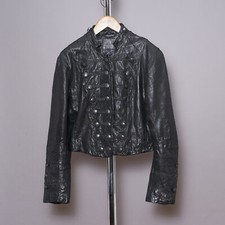 All Saints Karst Leather Jacket Uk12 Eu40 Us8 Womens Black Steampunk Victorian