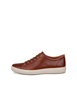 ECCO Men's Soft 7 Sneaker Cognac Brown Nappa Leather Shoes EU 46 Size 12 - 12.5