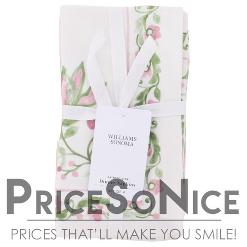Williams Sonoma rosa bemalte Ranken Abendessen Servietten, 4er Set UVP 60 $ - Bild 2 von 2