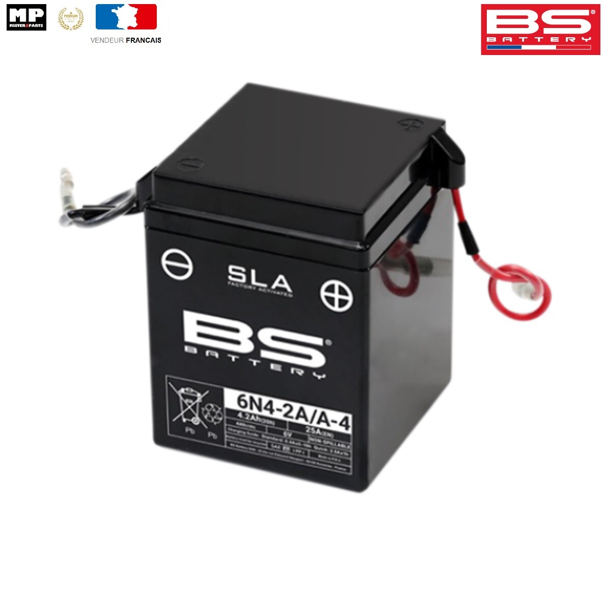 Batterie moto 6V 4Ah 6N4-2A BS-Battery SLA pour Honda XL500SZ PD01 1980
