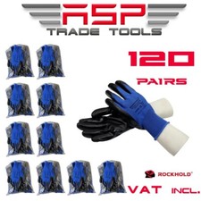 ROCKHOLD 120 Pairs Nitrile Coated Blue Gloves Size 10/XL Hard Wearing 90006