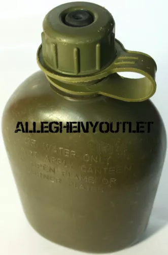 USGI US Army Military 1 QUART Hard Rigid Plastic 1QT CANTEEN, OD w NBC CAP GC