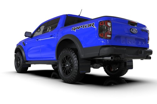 Rally Armor Black Mud Flaps w/ Blue Logo for 2023-2025 Ford Ranger Raptor - Picture 2 of 5
