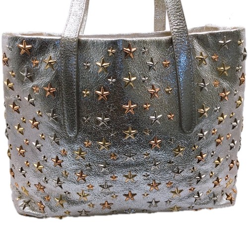 Auth Jimmy Choo 'Excellent Condition' Sear Studs Shoulder Bag Leather Silver - Picture 5 of 17
