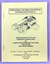 ATILLA 200 Manual Tactical Illuminator Laser Aimer Maintenance ITT NVEC NVS