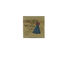 Happy Birthday Wood Mounted Rubber Stamp, Studio G, Birthday, Party Hat