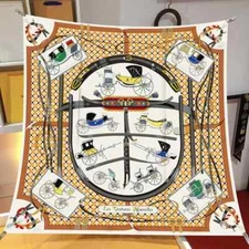 Silk Scarf Women Carriage Print Square Scarves