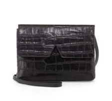 Vince Crossbody ‘signature V’ Croc-embossed Small Bag Black