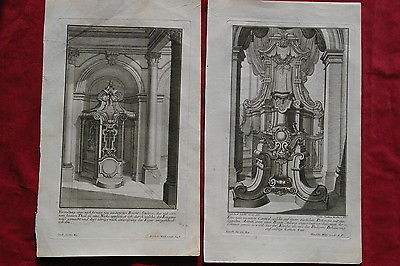 1730 Jacob Schübler German Baroque - Two Copper Engravings Religious Designs - Picture 2 of 3