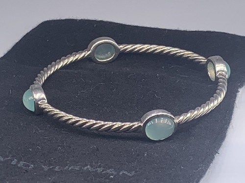 DAVID YURMAN Sterling Silver 4-Station Confetti MOONSTONE Bangle Bracelet 7.5” - Picture 5 of 8