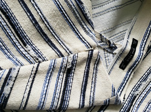 ZARA Cream & Blue Geometric Printed A-Line Mini Skirt Cotton Blend Size Large - Picture 6 of 8