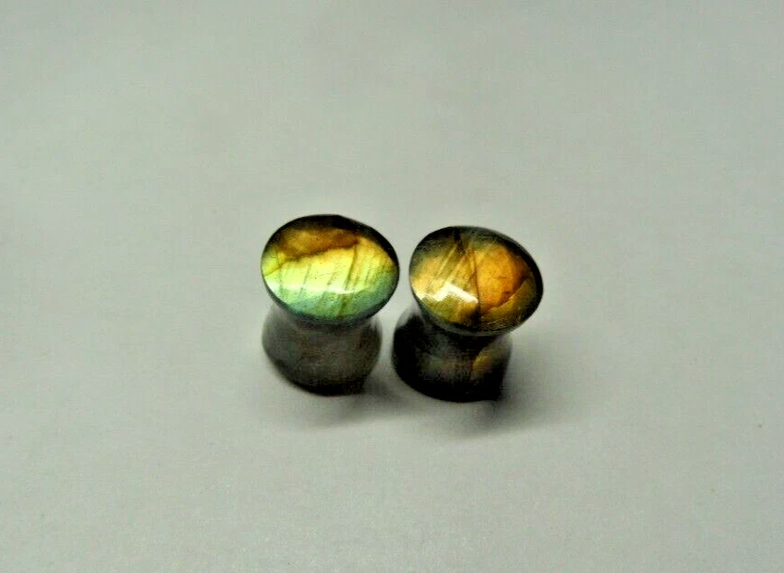 Natural Labradorite Gemstone, Ear Piercing Plugs, Ear Gauge, Tunnels, Blue Fire - Image 2 of 4