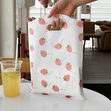 100x Floral Gift Bags Plastic Party Favor Bags Reusable Shopping Tote Bags Decor