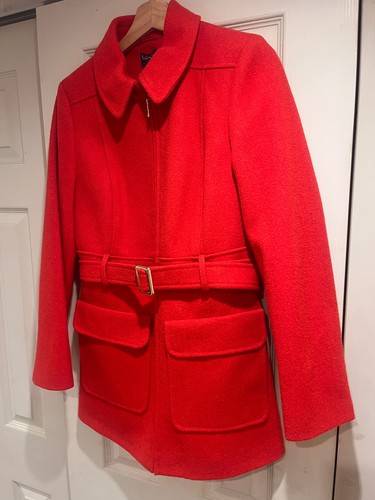 M&S Women’s Double Breasted Trench Coat UK 10 Belted Jacket Silk Lined Tomato - Picture 16 of 17