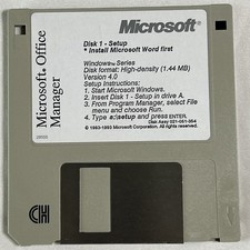 Microsoft Office Manager Disk 1 Setup Windows Version 4.0 3.5" Floppy