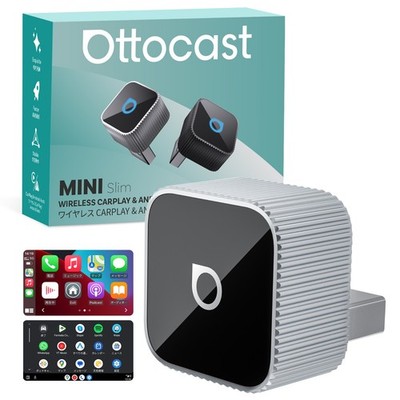 OTTOCAST Mini Wireless CarPlay & Android Auto Adapter Fast Auto-Reconnect Sliver