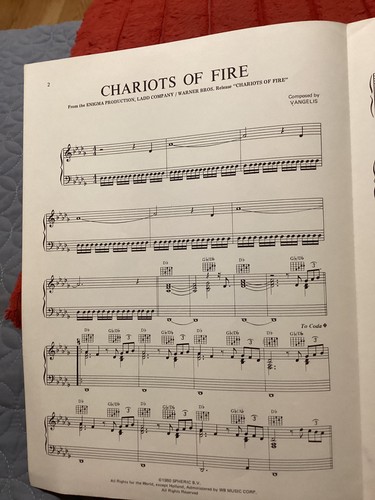 PARTITURAS DE CARROS DE FUEGO 1980, PELÍCULA OSCAR WB GANADORA/ENVÍO GRATUITO!!!!! - Imagen 2 de 5
