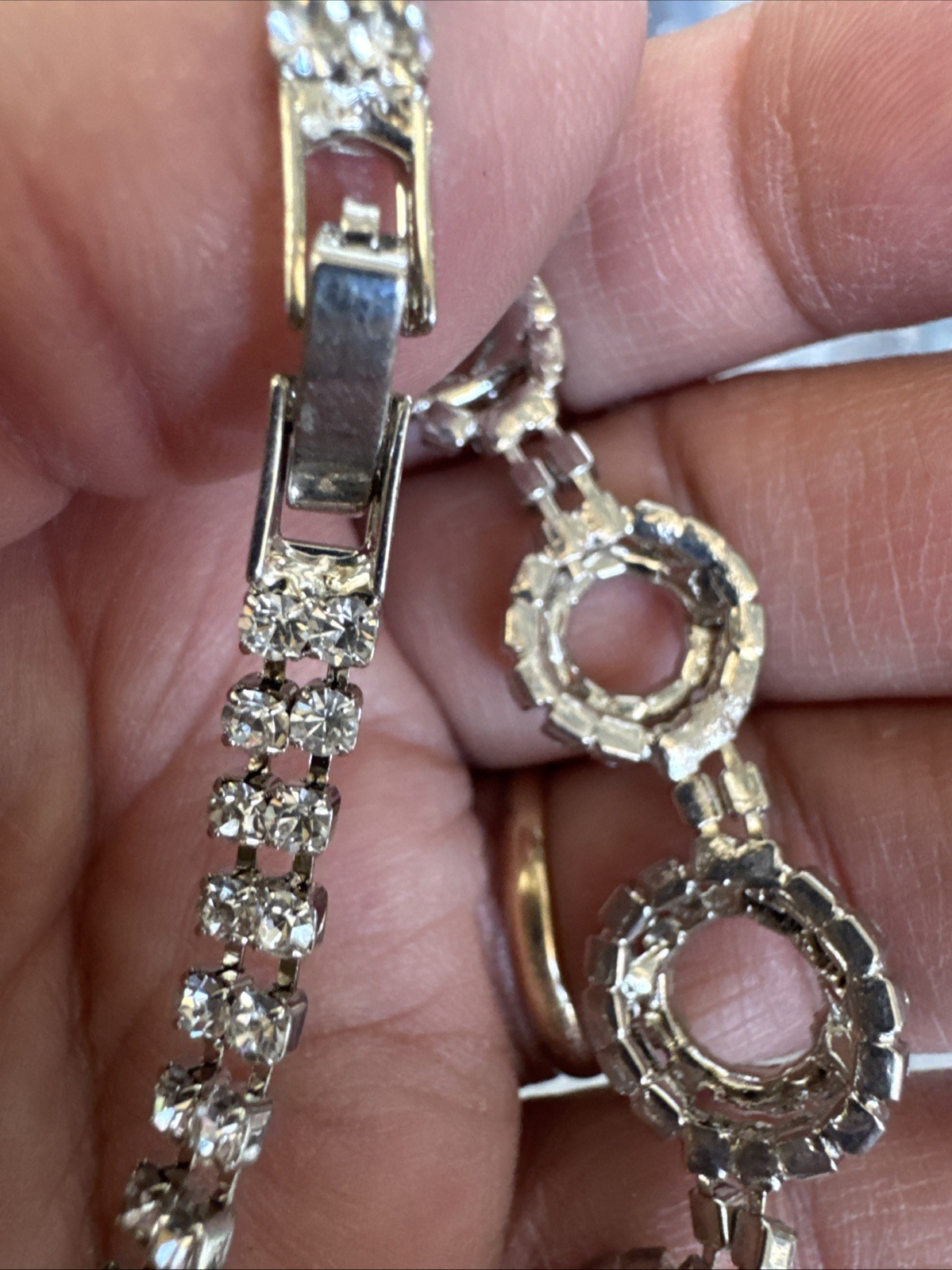 Vintage Stackable Silver Rhinestone Stretch Brace… - image 6