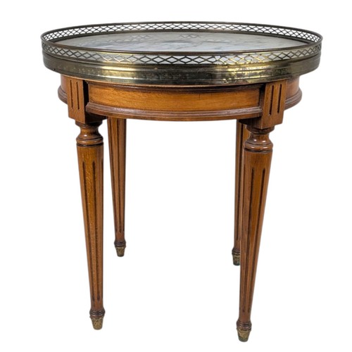 Vintage Italian Marble Top Bouillotte Style Round Side Tea Coctail Table Brass - Picture 3 of 17