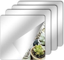 4PCS Stick On Mirror, Adhesive Mirror Tiles for Walls, Small Mirrors for Bedroo