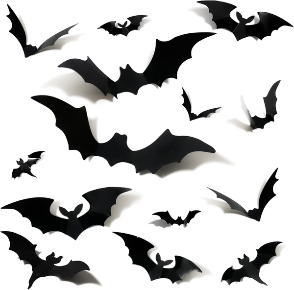 Halloween Deko - 96 StüCk 3D Fledermaus Fensterbilder Selbstklebend-image