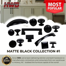 Knobs Handles Pulls Matte Black Popular Kitchen Bath Cabinet Round Modern Square