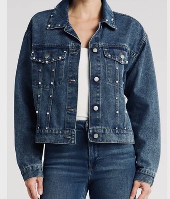 Vigoss Studded Denim Jacket Women's Size Large NWT