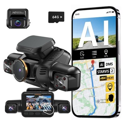 Fleet Drivers 4K Dash Cam Front Rear 360 View 5G Wifi Gps Night Vision