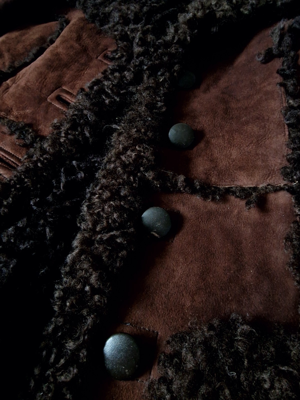 Unique Rare Vintage Y2k Genuine Sheepskin Curly Hair Size 8 UK Small Brown Coat image 5