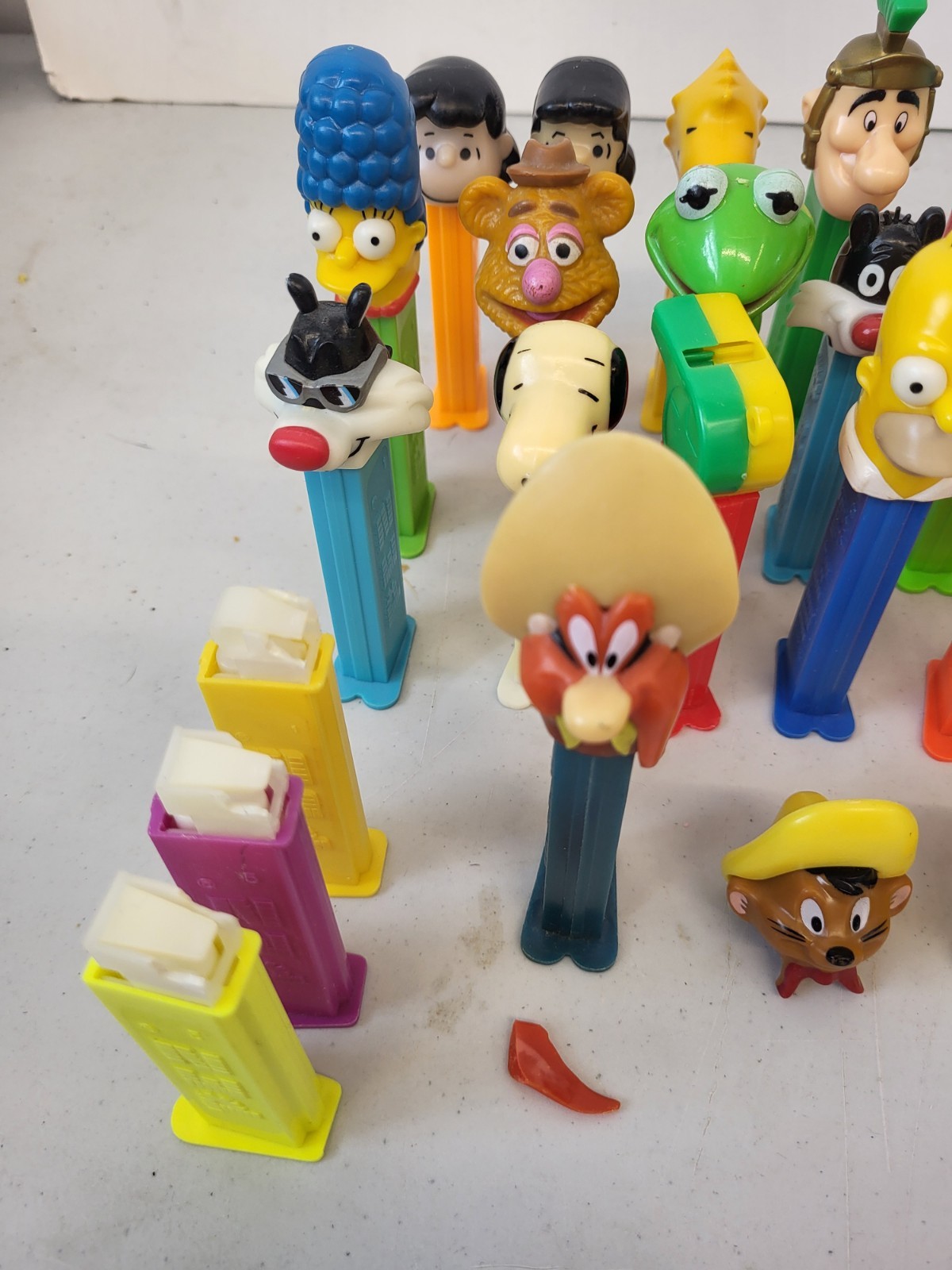 Vintage Pez Dispensers with Feet Lot Of 30+ With Parts