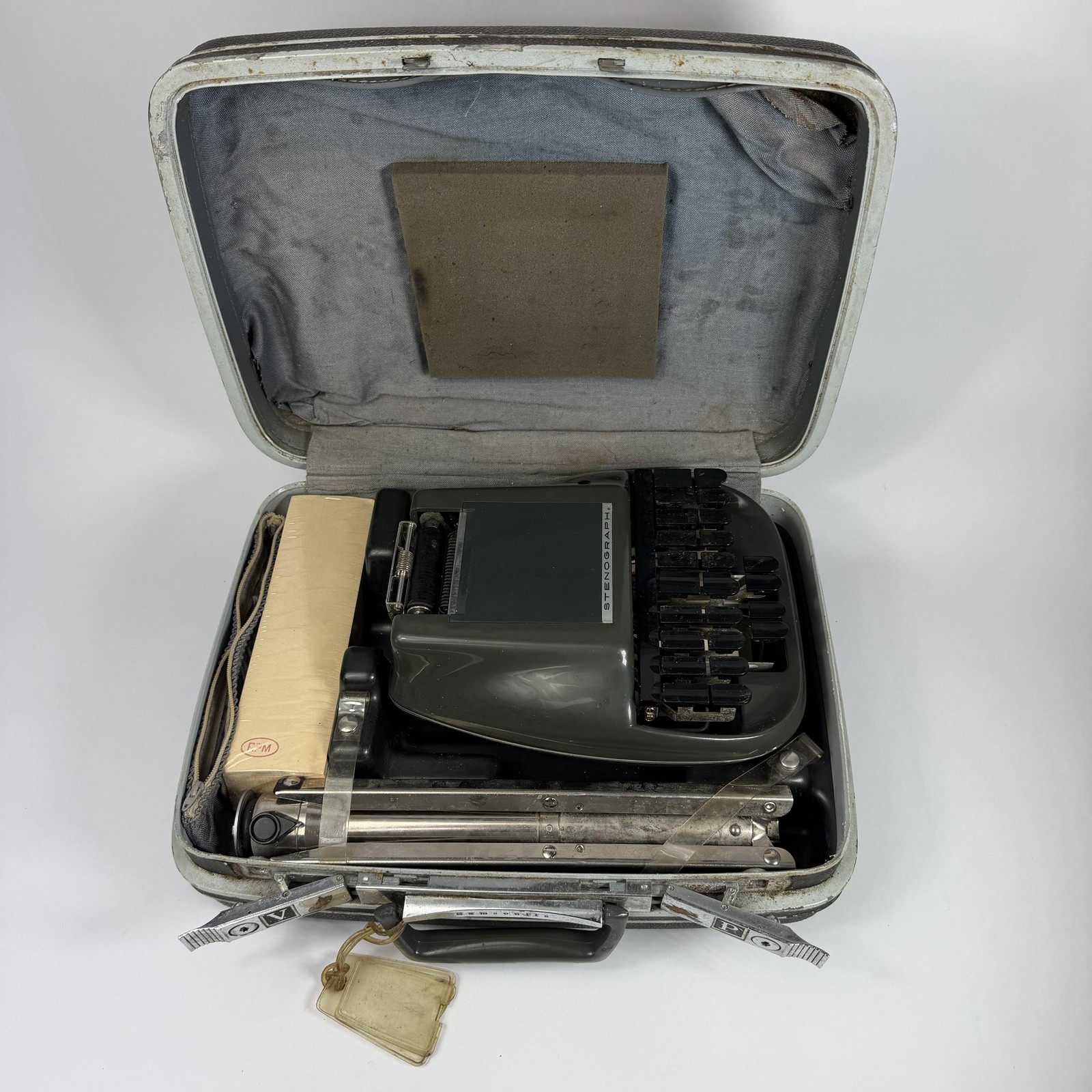 Vintage Stenograph Reporter Shorthand Machine with Tripod Black Samsonite Case
