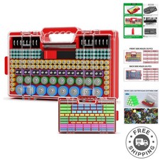 Ultra-Large Battery Organizer with Double-Sided Design and Built-in Tester - Red