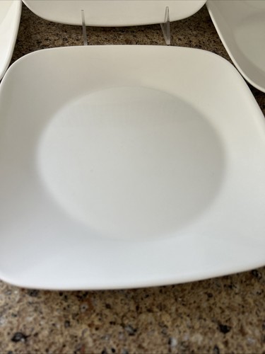 Vtg Set of 4 Corelle Vitrelle Pure White Square Luncheon Plates - Picture 3 of 6