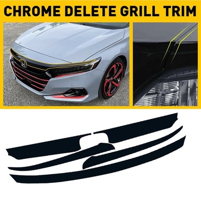 5PCS Black Pre-cut Overlay Vinyl Front Grill Trim for Honda Accord 2021-2022