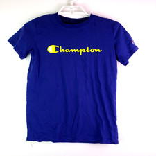 Champion Youth Boys Size L Blue Casual Short Sleeve Graphic T-Shirt
