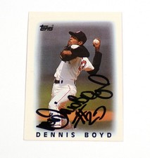 1986 Topps Mini Leaders Dennis Boyd Signed Card #4 Red Sox On Card Auto